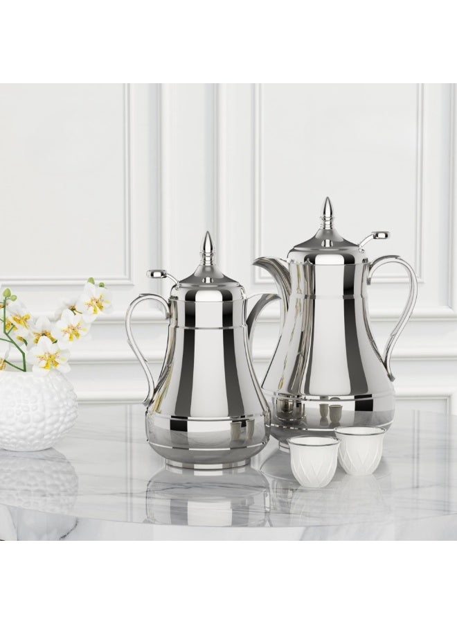 Eva Elegant Shiny Stainless Steel Coffee Pot Set - Image 1